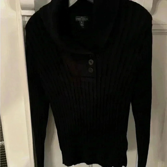 LRL Ralph Lauren Jean co. Women’s black ribbed sweater mock neck size M - Picture 2 of 7